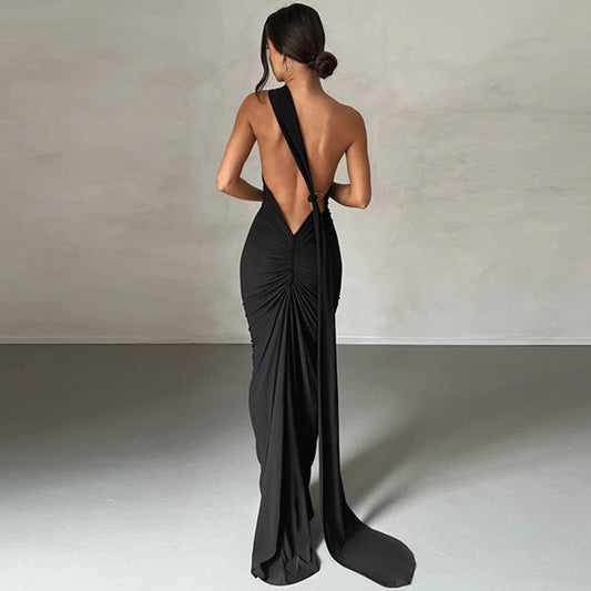 DERENIZEL Orléane Cowl Back Maxi Dress