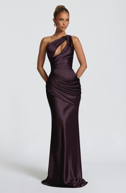 DERENIZEL | Emira Corset Maxi Dress Plum