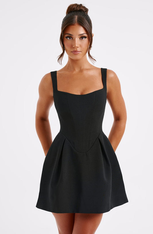 DERENIZEL | Avelisse Corset Mini Dress Black