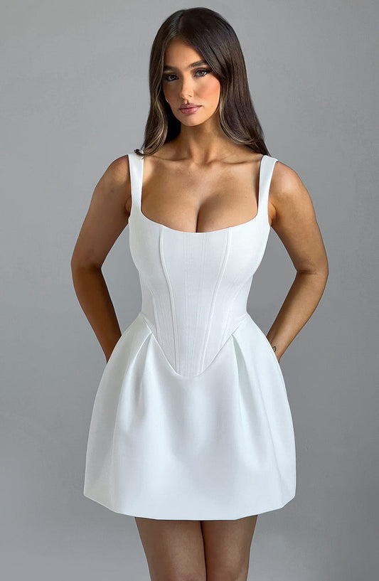 DERENIZEL | Avelisse Corset Mini Dress Ivory